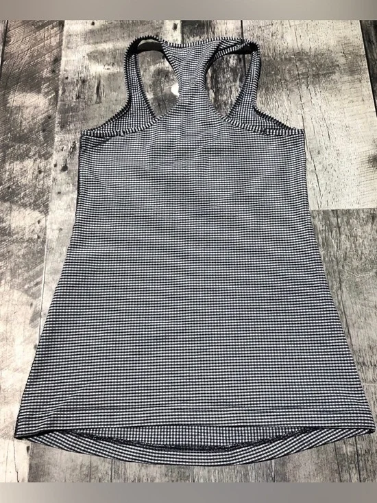 Lululemon Racerback Tank Size 8 Black White Gingham Check Athletic Top - Picture 3 of 4